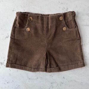 Pepa London Corduroy Gold Button Shorts in Brown